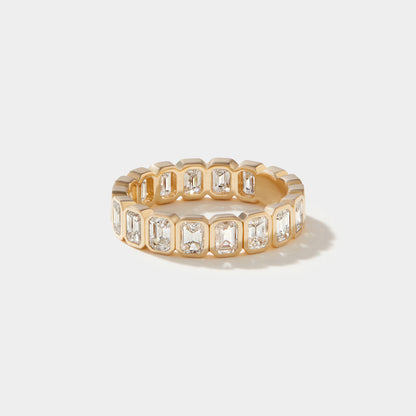 bezel set emerald cut diamond ring