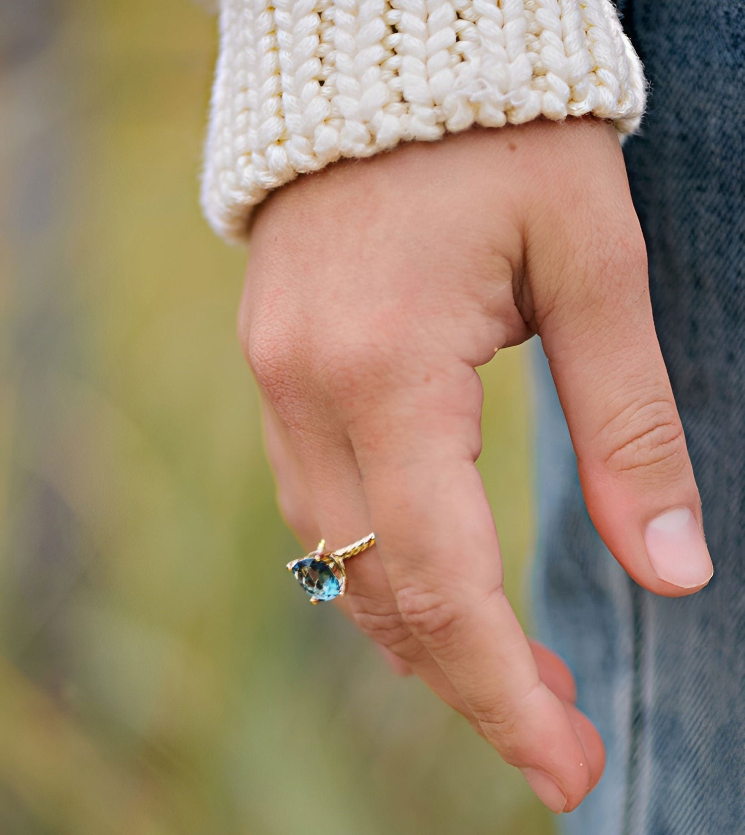 Gold Rope Ring with Topaz